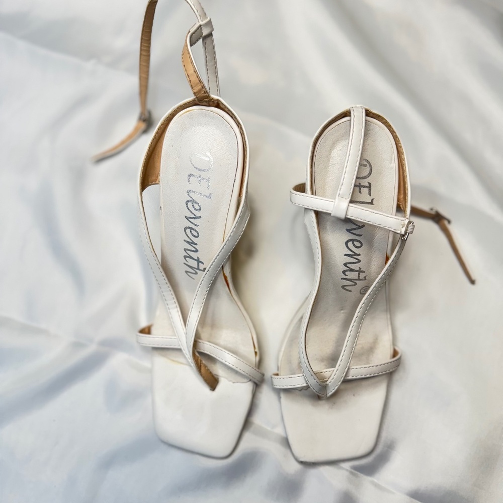 White heeled fashion sandals